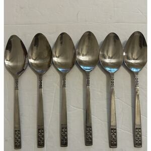 Vintage Customcraft‎ Fluer De Lis Set Of 6 Soup/Dinner Spoon Stainless Flatware